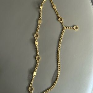 Vintage 90’s St. John Matte Gold Plated Chain Link Logo Adjustable Belt.